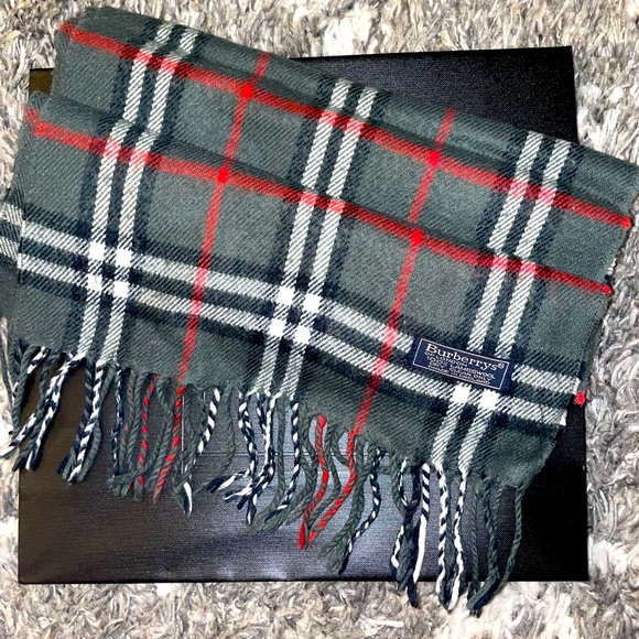 **100% AUTHENTIC** Burberry Check Scarf (90’s Vintage Burberrys) Dark Gray - Picture 3 of 3